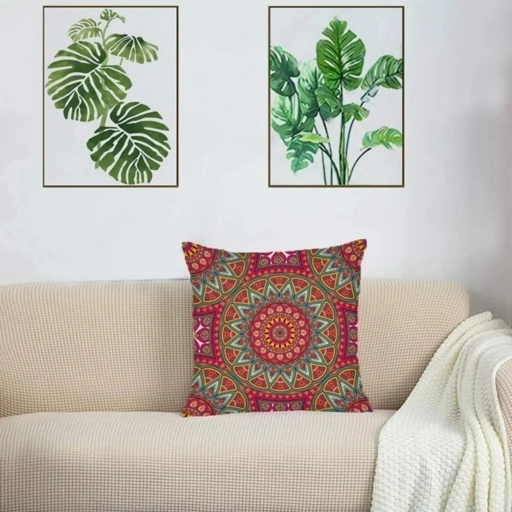 MANDALA PATTERN PRINT THROW PILLOW COVER